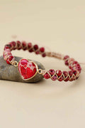 Handmade Heart Shape Natural Stone Bracelet by Wild and Free Boutique