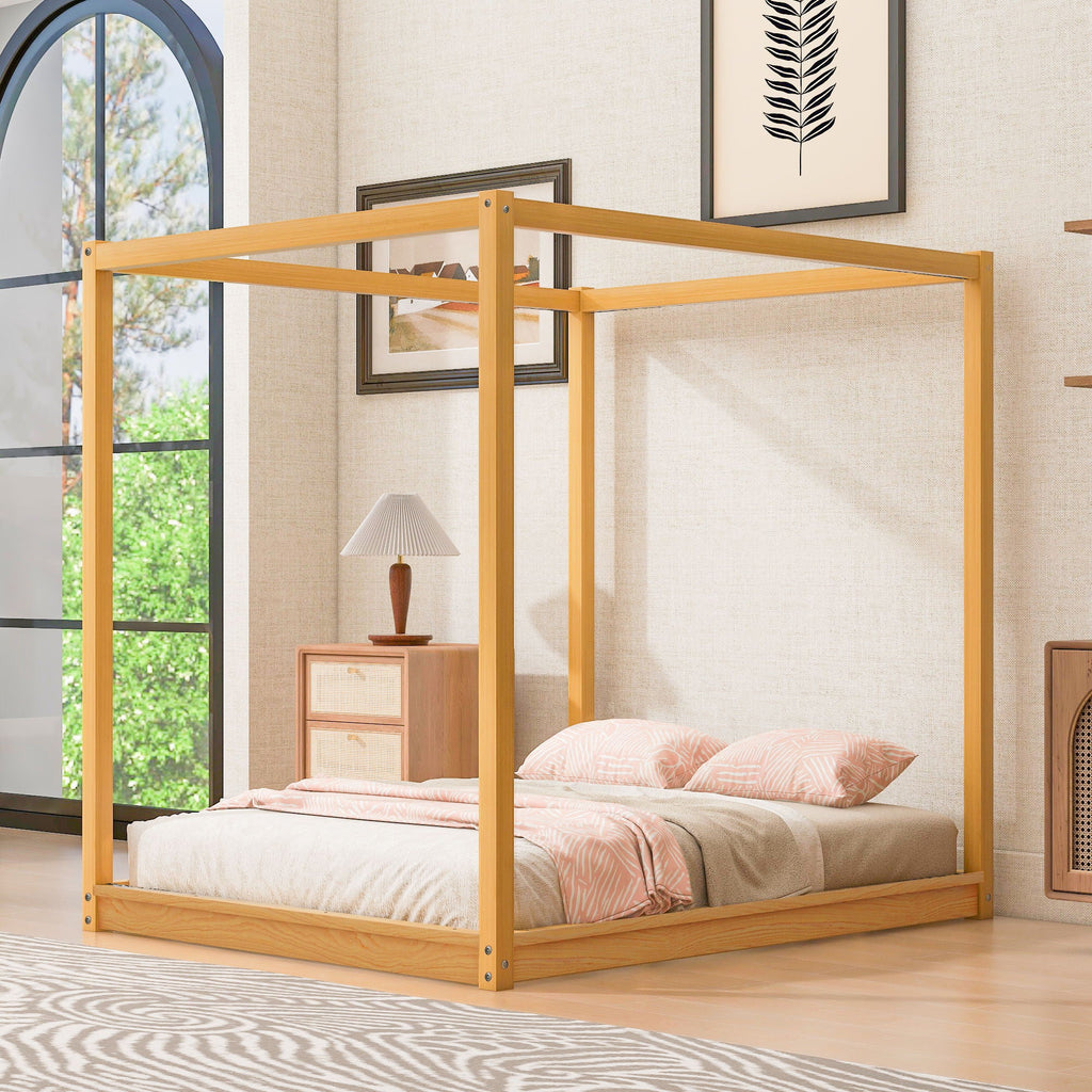 Wood Canopy Platform Bed With Support Legs And Airflow Slats by Unique Piece Furniture