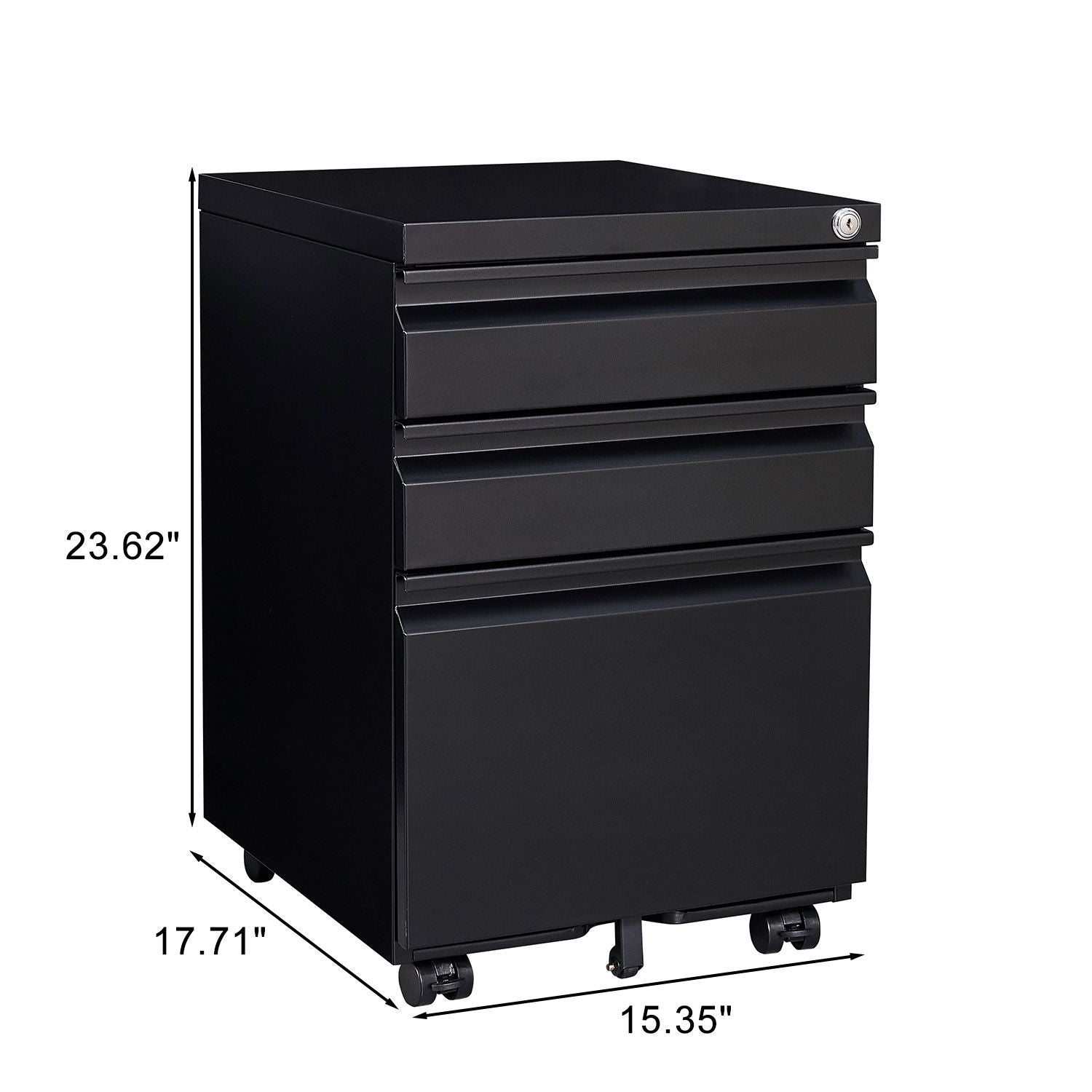 Contemporary 3 Drawer Mobile Filing Cabinet With Lock, Metal Office Storage For Legal / Letter Size by Unique Piece Furniture