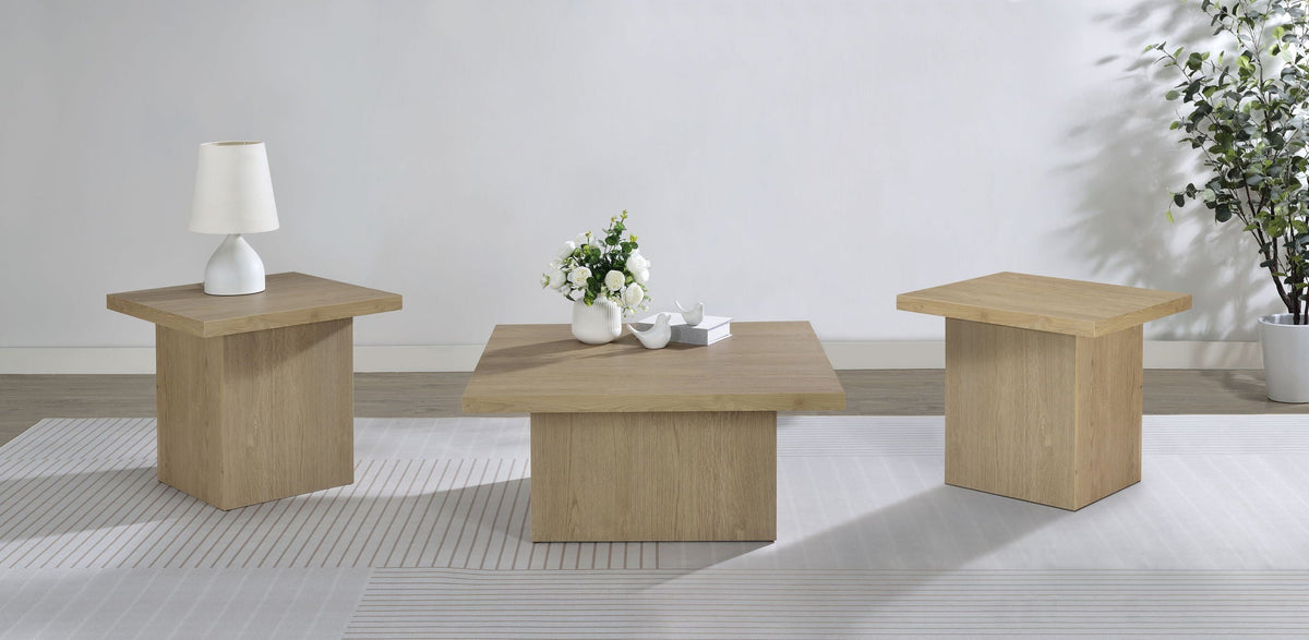Devar 3-piece Square Cocktail Coffee End Table Set Latte by Unique Piece Furniture