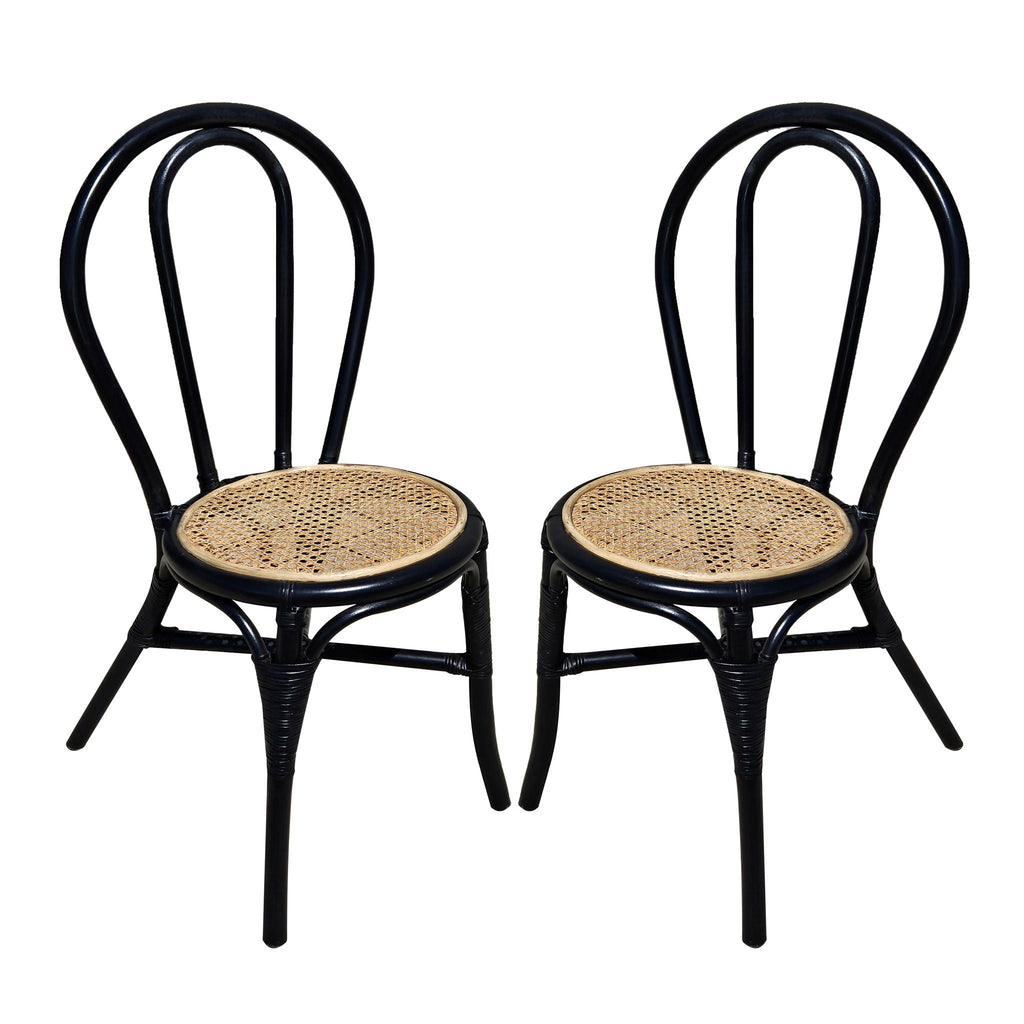 Rattan Dining Chair (Set of 2) - Black Multi by Unique Piece Furniture