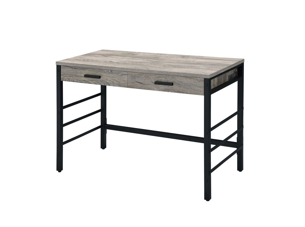 Disho - Weathered Writing Desk With USB - Oak by Unique Piece Furniture