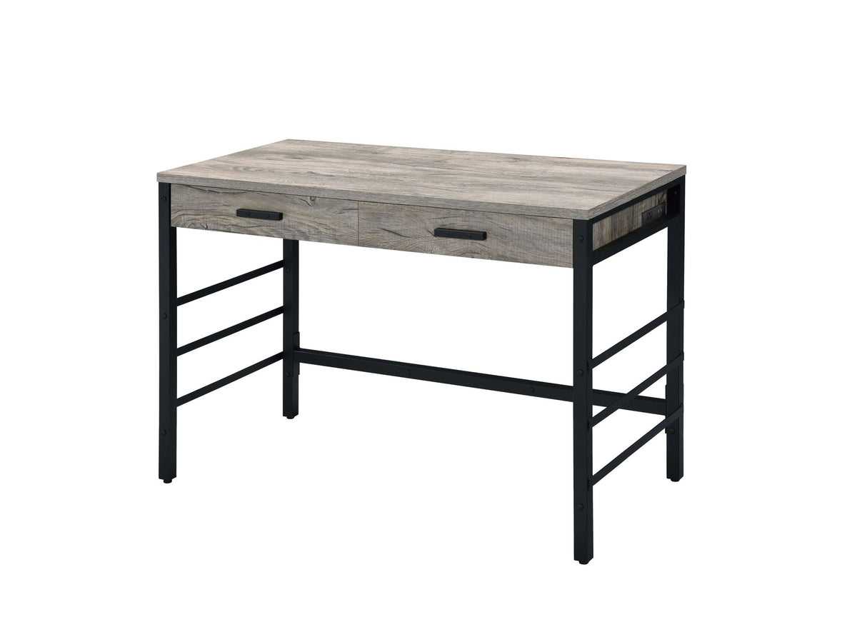 Disho - Weathered Writing Desk With USB - Oak by Unique Piece Furniture