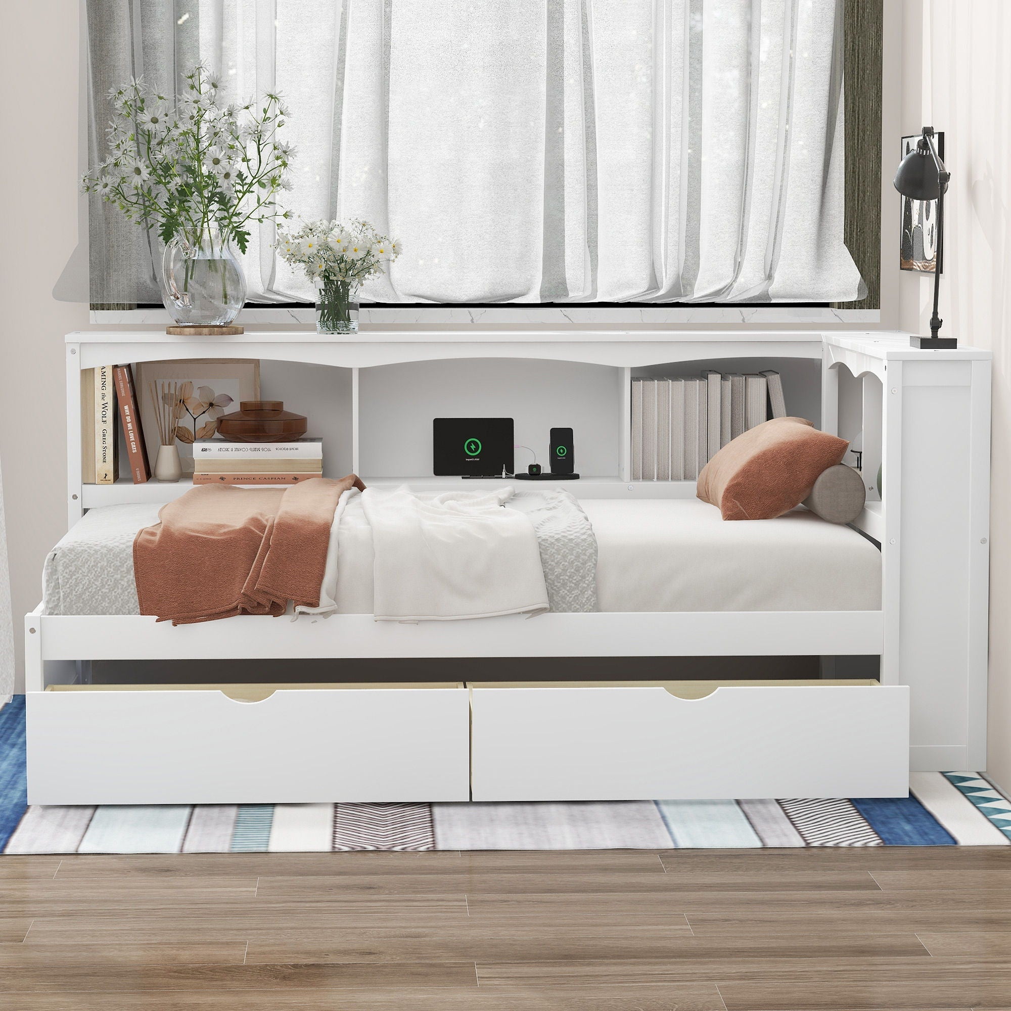 Daybed With 2 Storage Drawers, Storage Cabinets, USB Ports by Unique Piece Furniture