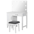 Elijah Vanity Set with Lighting & Stool White and Dark Grey by Unique Piece Furniture