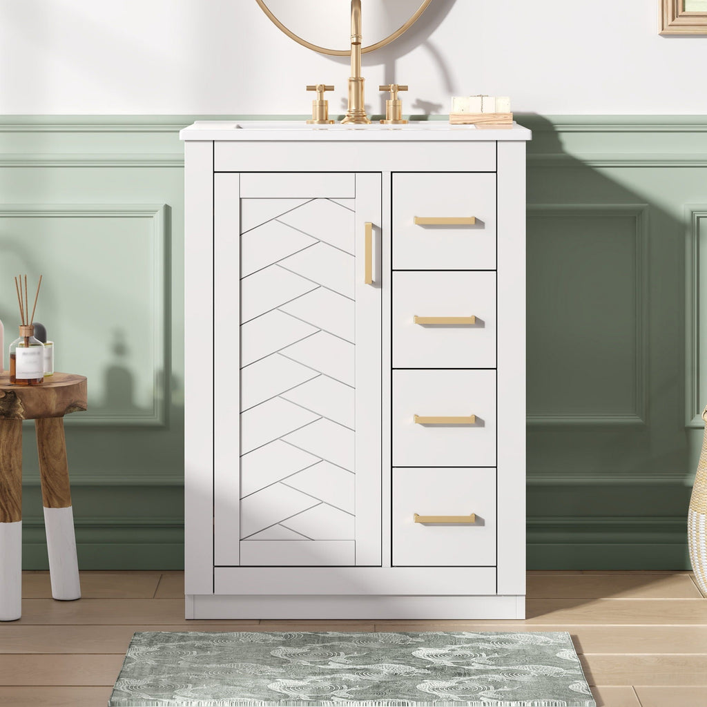Modern Bathroom Vanity With 1 Door And 3 Drawers by Unique Piece Furniture