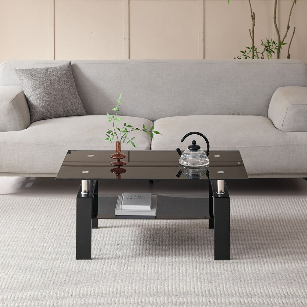 Tempered Glass Table With Storage by Unique Piece Furniture