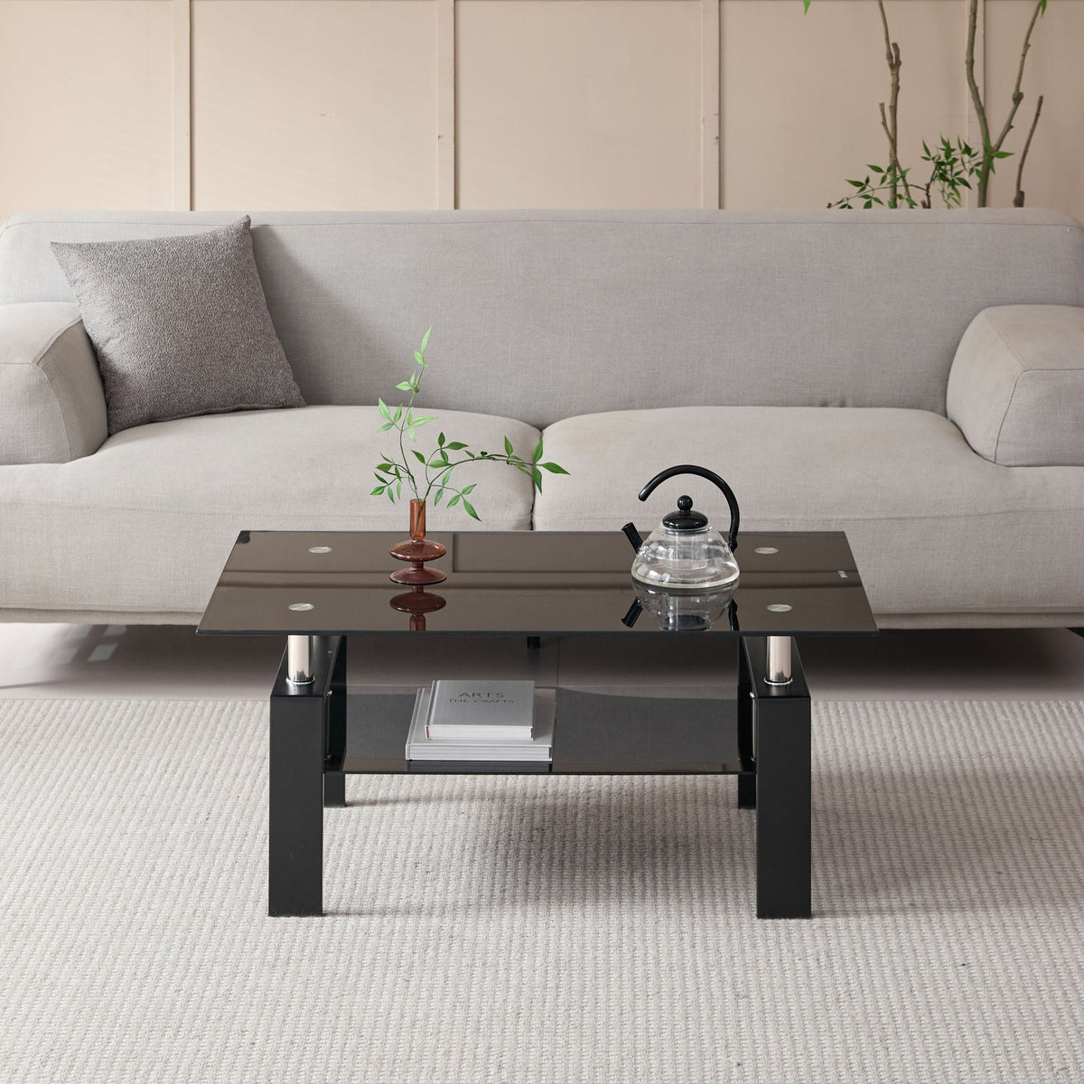 Tempered Glass Table With Storage by Unique Piece Furniture