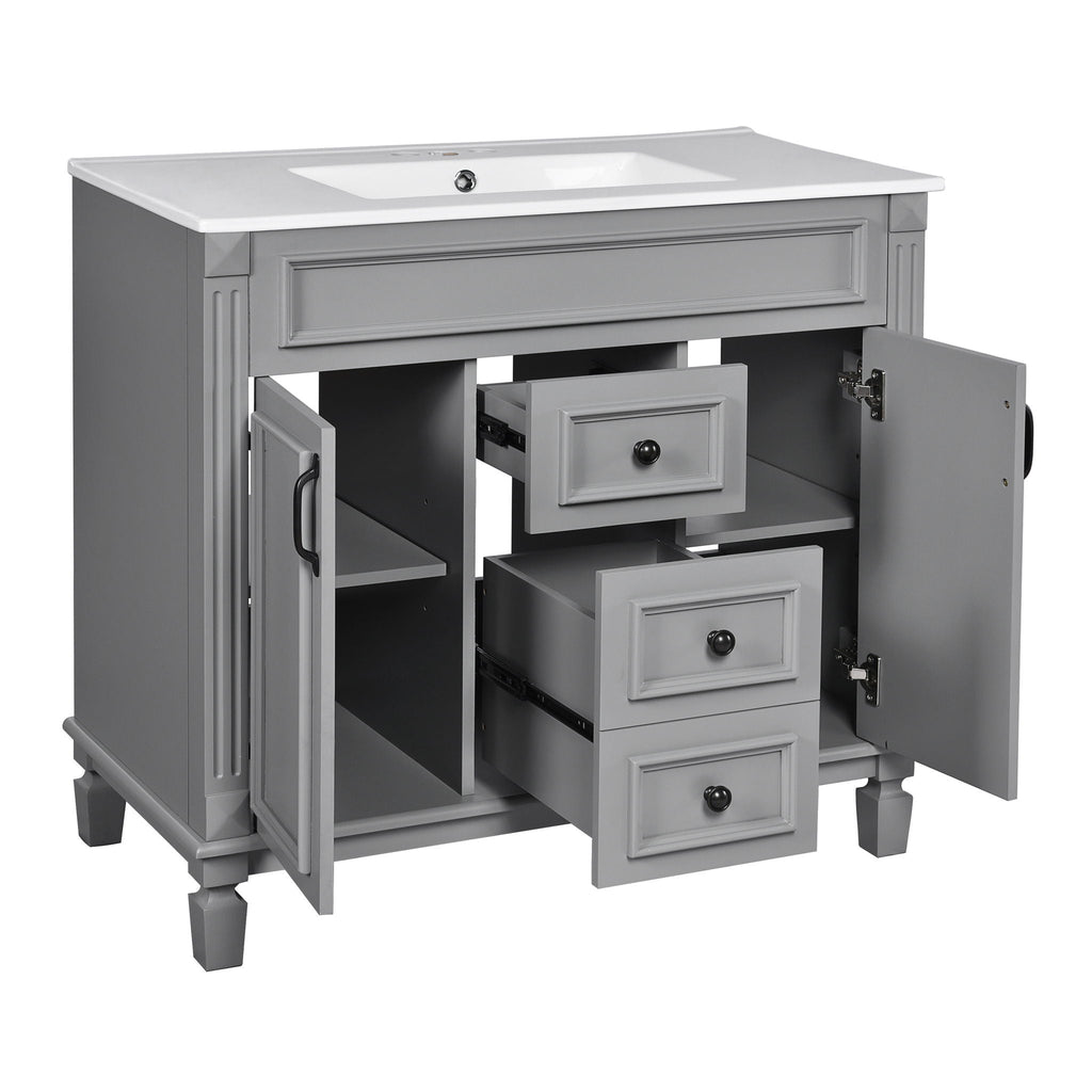 Bathroom Vanity With Top Sink, Mirror Cabinet, 2 Soft Closing Doors & 2 Drawers by Unique Piece Furniture