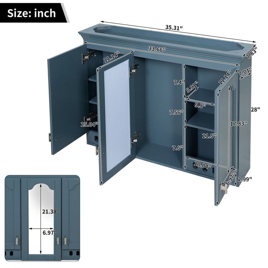 Wall Mount Mirror Cabinet With Adjustable Shelves, Soft Closing Hinges by Unique Piece Furniture