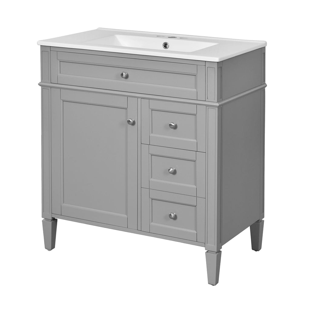 Bathroom Vanity With Top Sink, 2 Drawers & Tip Out Drawer by Unique Piece Furniture