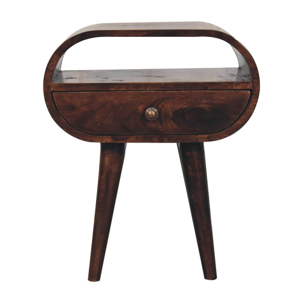 Circular Bedside Table With Open Slot - Walnut by Unique Piece Furniture