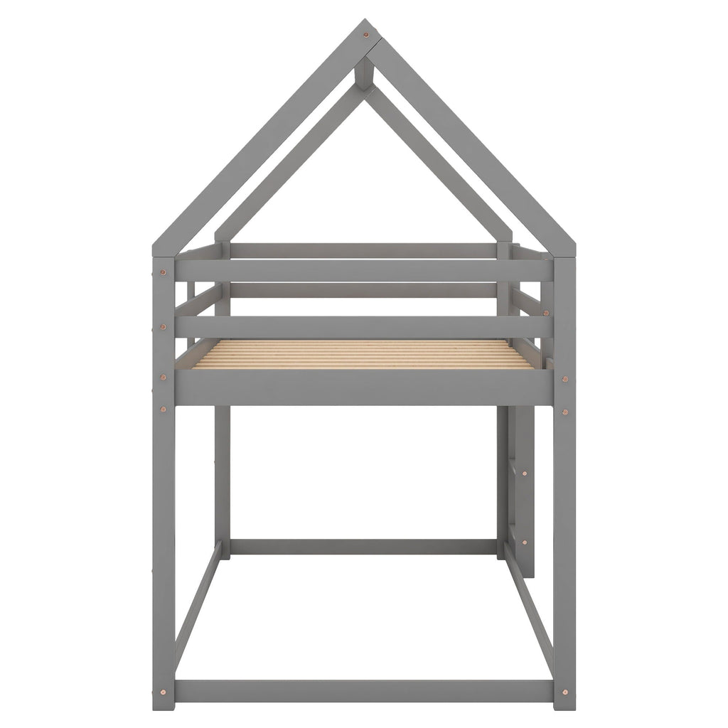Low Bunk Bed With House Shaped Frame And Ladder by Unique Piece Furniture