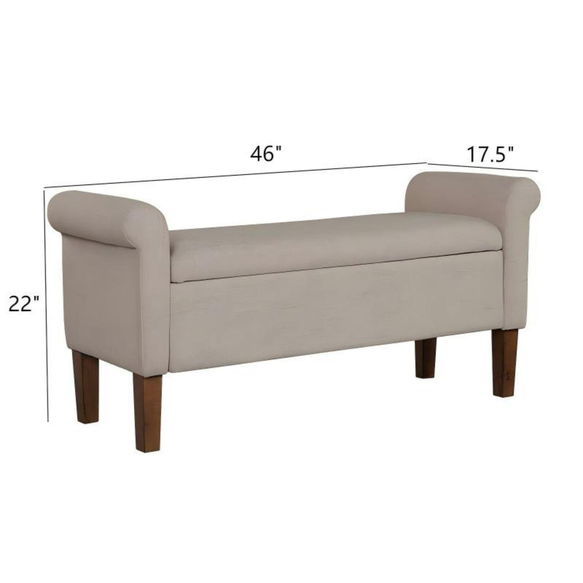 Upholstered Storage Bench With Rolled Armrests - Beige by Unique Piece Furniture