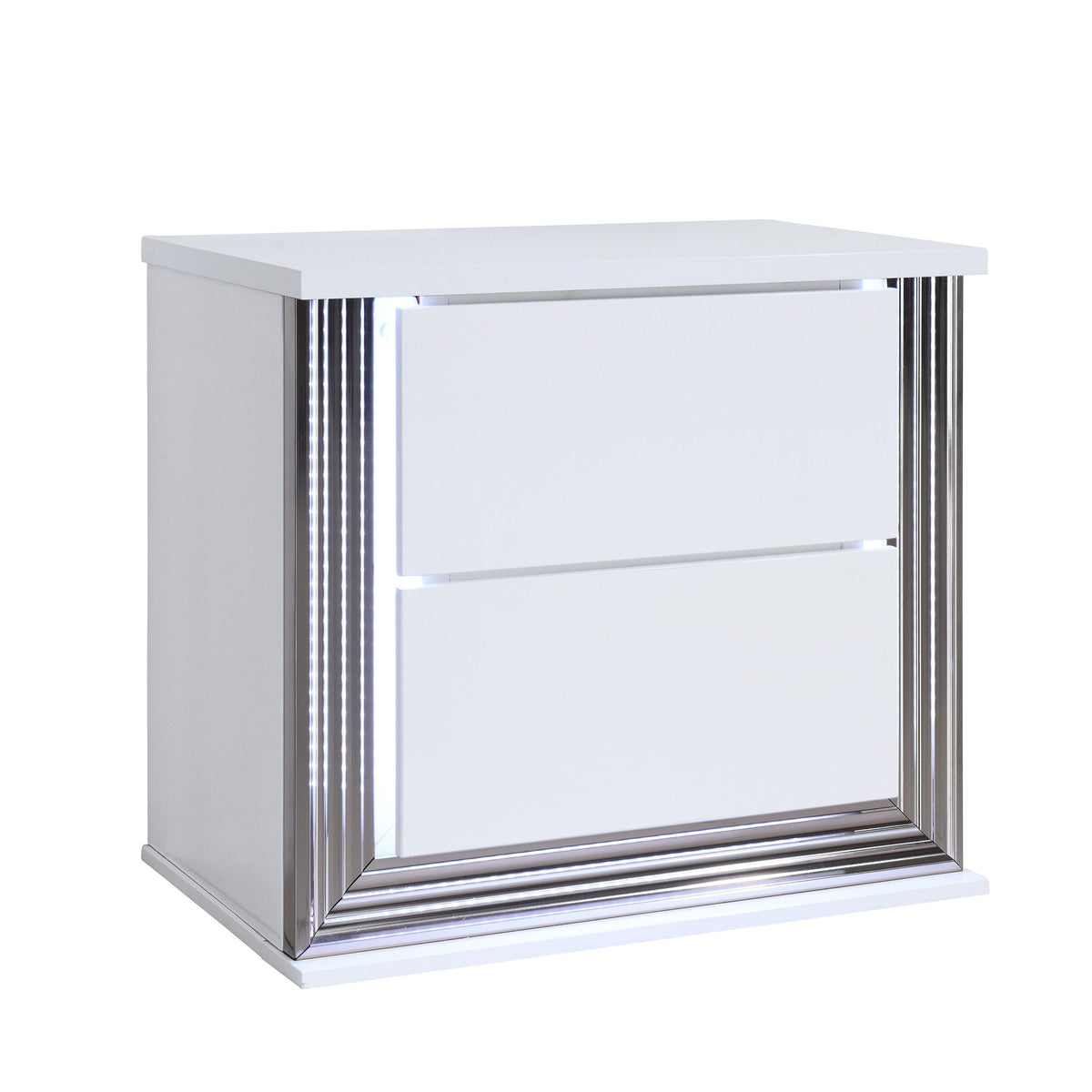 Moon - Smooth Nightstand With LED - White by Unique Piece Furniture