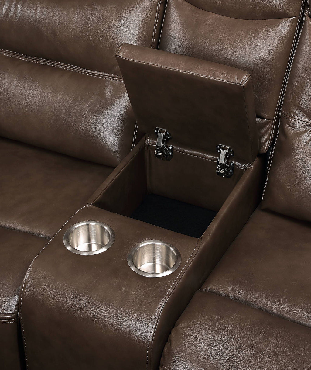 Aashi - Leather Gel Match Recliner Sofa - Brown by Unique Piece Furniture