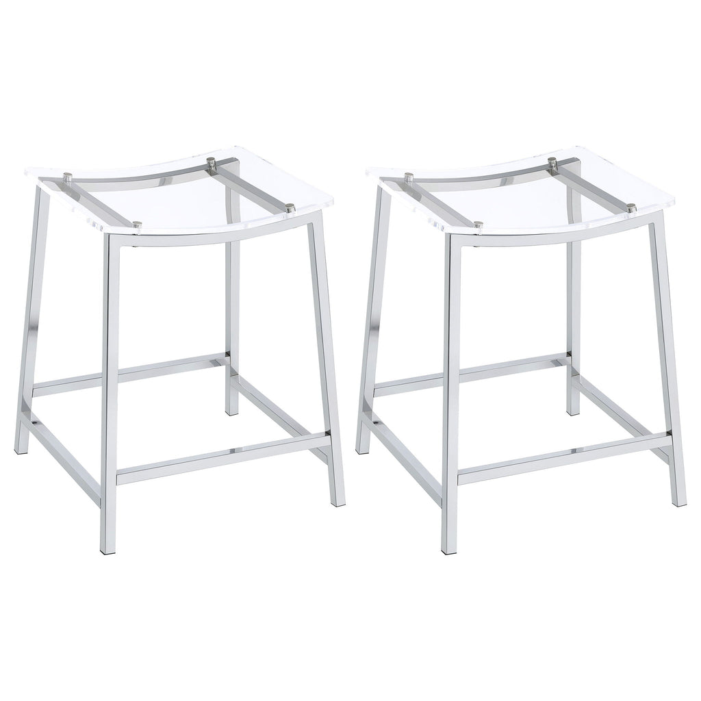 Jovani Acrylic Backless Counter Stool Chrome (Set of 2) by Unique Piece Furniture