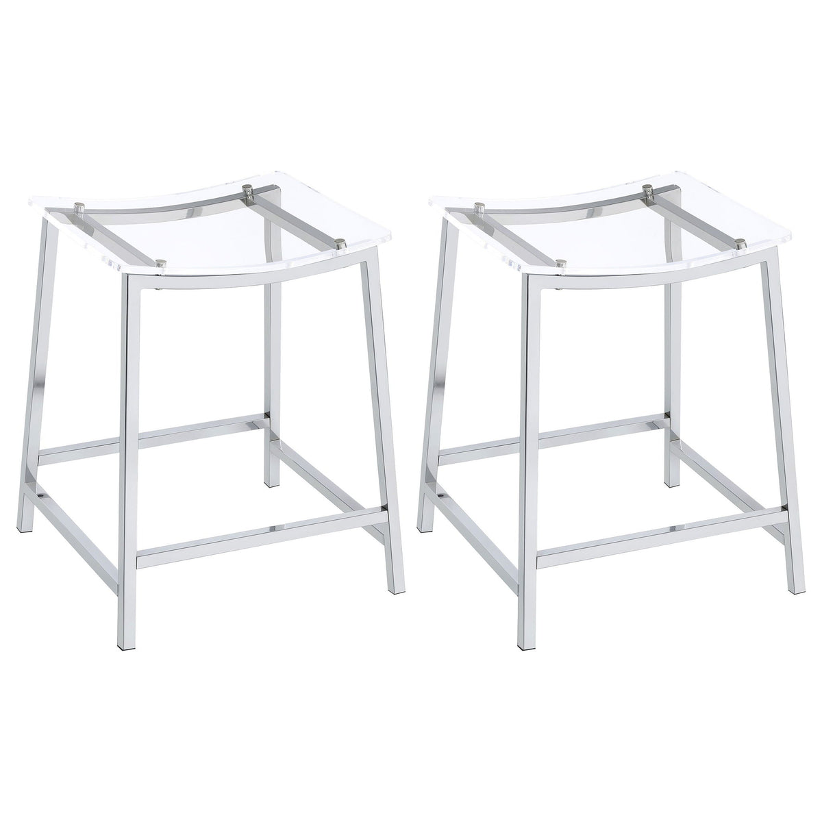 Jovani Acrylic Backless Counter Stool Chrome (Set of 2) by Unique Piece Furniture