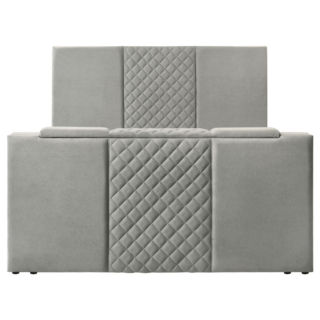 Tara 61-inch Upholstered Eastern King Panel TV Bed Grey by Unique Piece Furniture