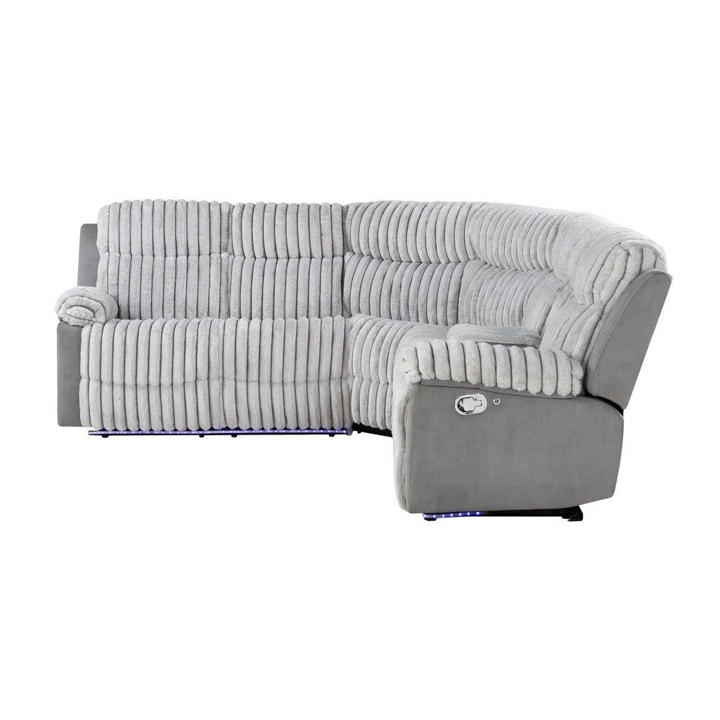 Bruni - Sectional Sofa With LED Lighting And Manual Recline - Gray by Unique Piece Furniture