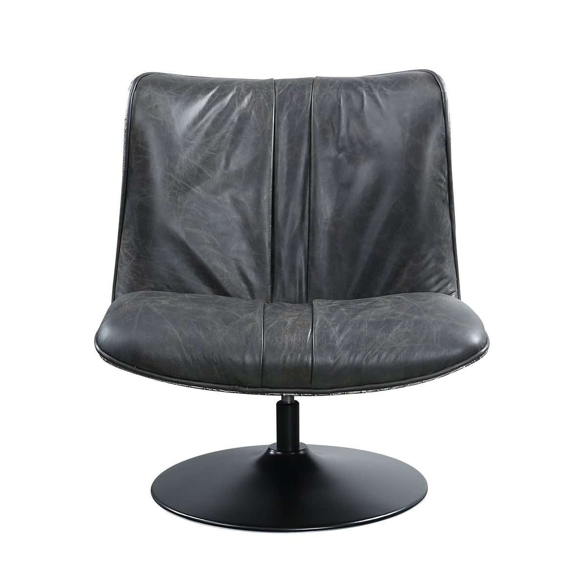 Piotr - Top Grain Leather Accent Chair With Swivel - Black by Unique Piece Furniture