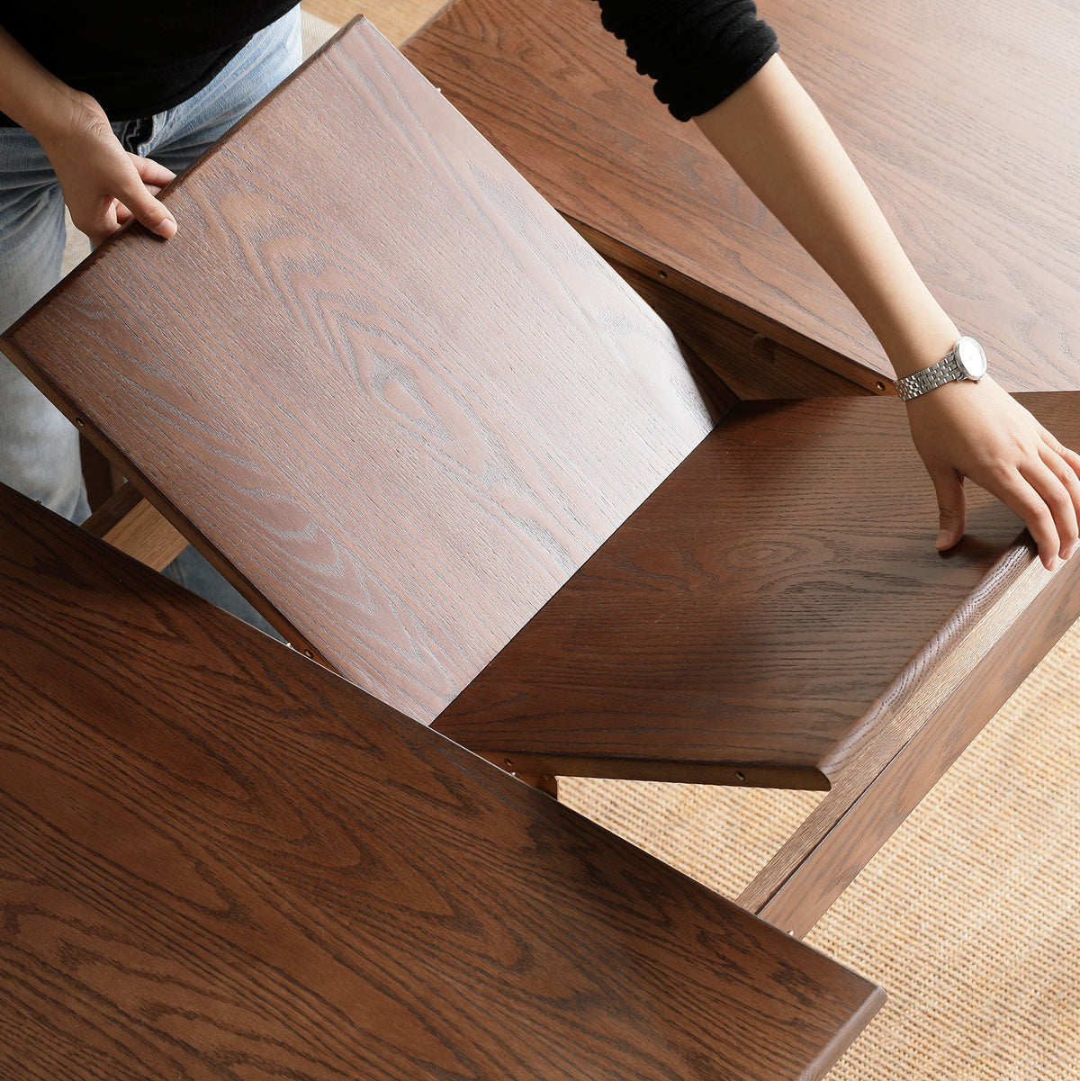 Round Corner Diagonal Leg Telescopic Table For 6 - 8 People To Meet Dining Table by Unique Piece Furniture