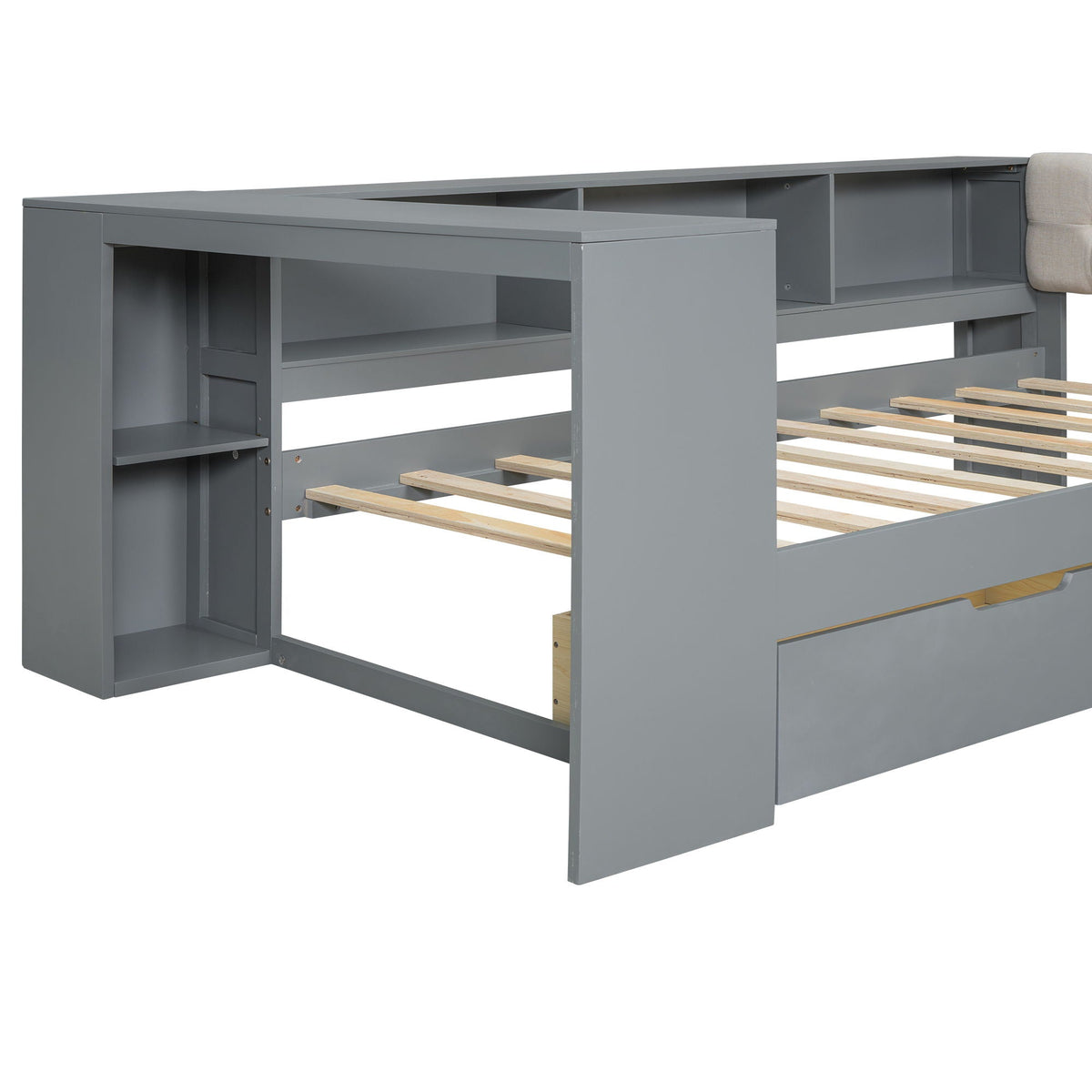Upholstered Headboard Platform Bed With Storage Shelves, Drawers, Charging Station by Unique Piece Furniture