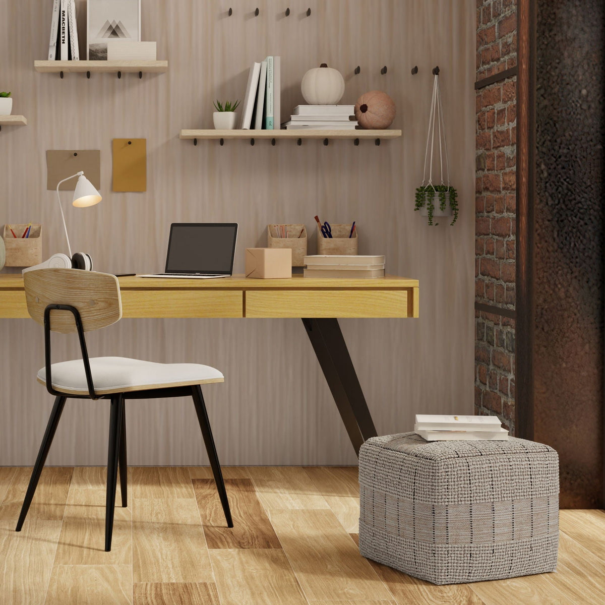 Elmer - Square Woven Pouf - Natural / Gray by Unique Piece Furniture