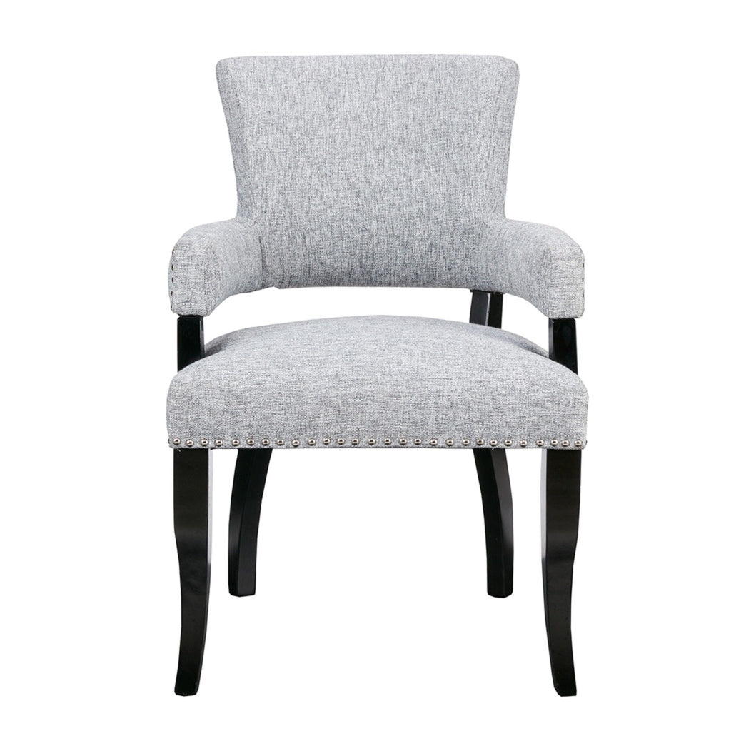 Elegant Arm Dining Chair With Brass Nail Head Detailing by Unique Piece Furniture