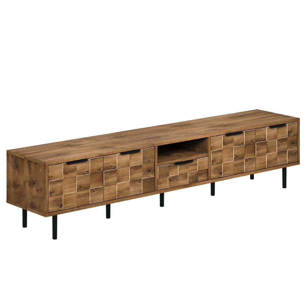 TV Stand, L Shaped Handle Entertainment Console With Storage - Natural by Unique Piece Furniture