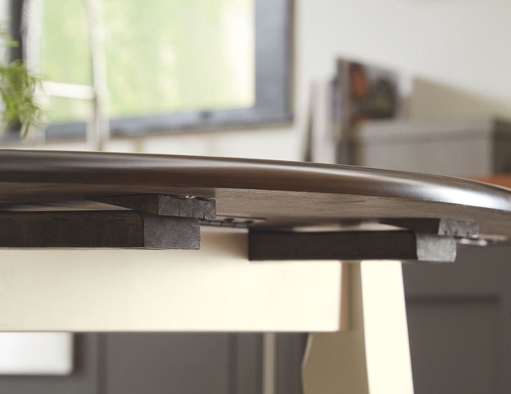 Woodanville - Round DRM Drop Leaf Table - Cream / Brown by Unique Piece Furniture