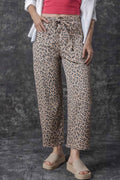 Khaki Leopard Printed Drawstring Elastic Waistband Pocketed Barrel Jeans by Dear-Lover Dropshipping