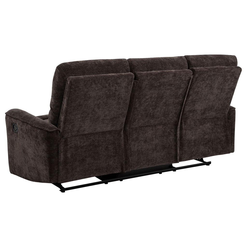 Navarro Chenille Upholstered Reclining Sofa Dark Brown by Unique Piece Furniture