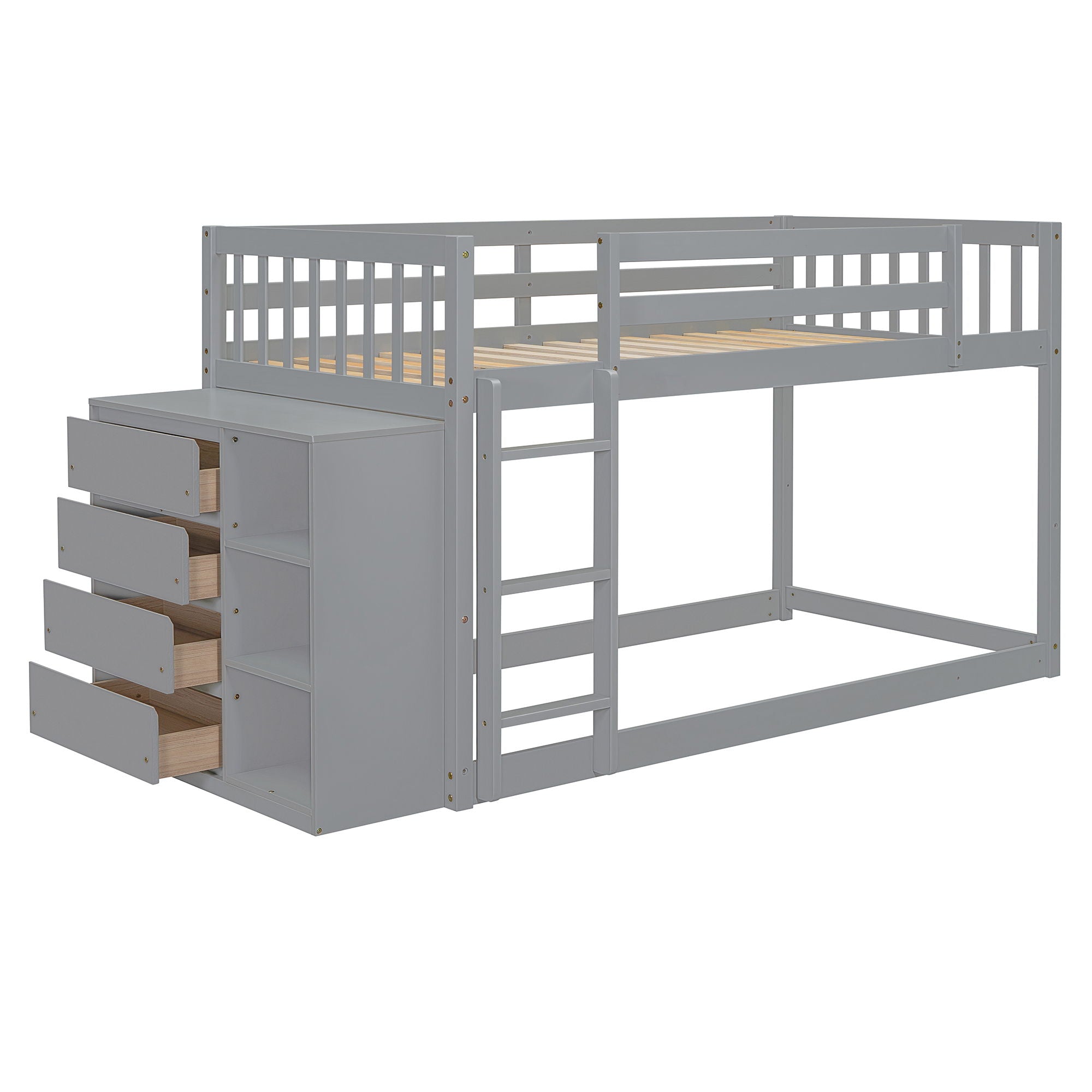 Bunk Bed With 4 Drawers And 3 Shelves by Unique Piece Furniture