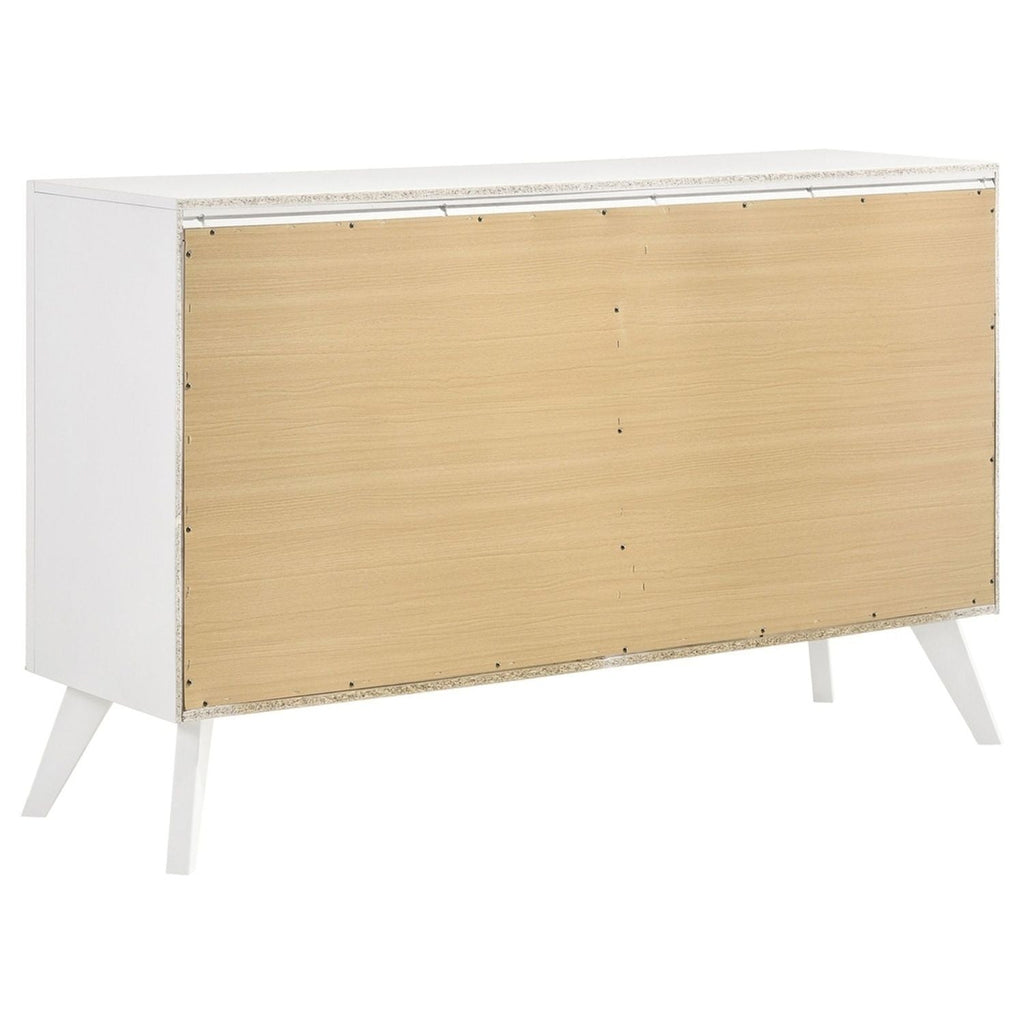 Dresser With Mirror, Angled Legs, Round Knobs - White by Unique Piece Furniture