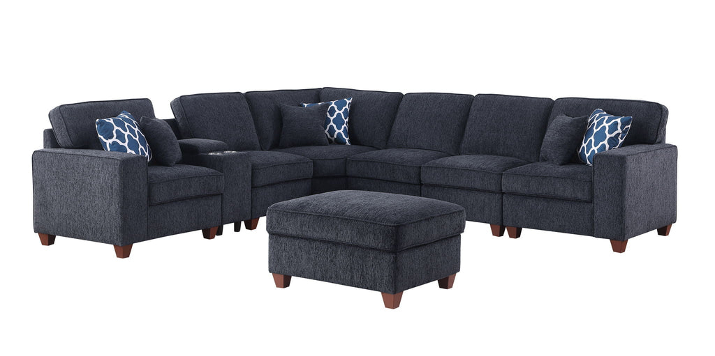 Gina - Sectional Sofa With Ottoman - Black by Unique Piece Furniture