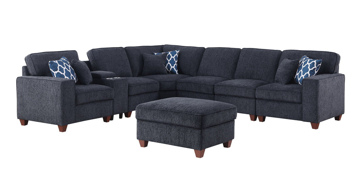 Gina - Sectional Sofa With Ottoman - Black by Unique Piece Furniture