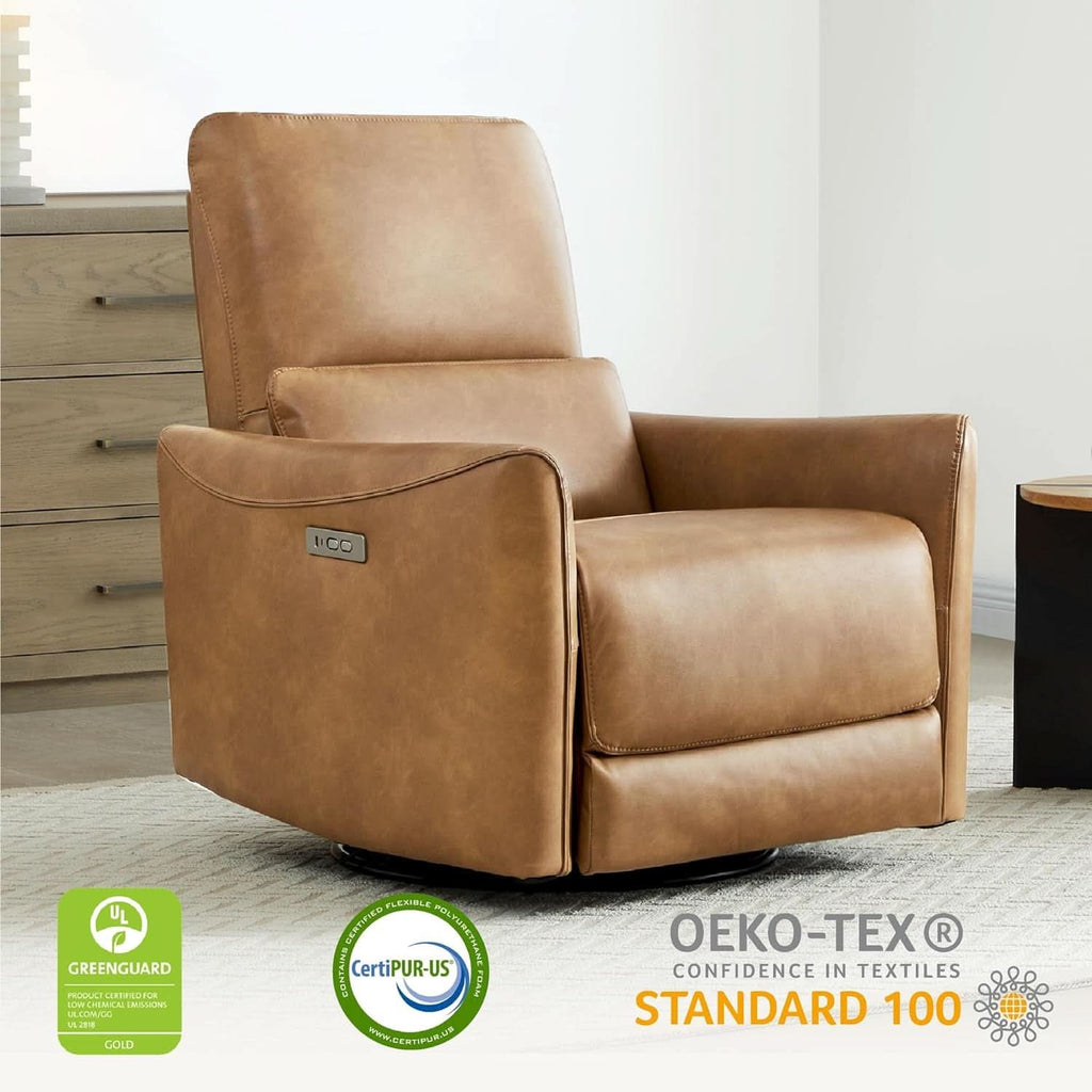 Power Recline Swivel Recliner With Lumbar Support For Living Room by ShipItFurniture