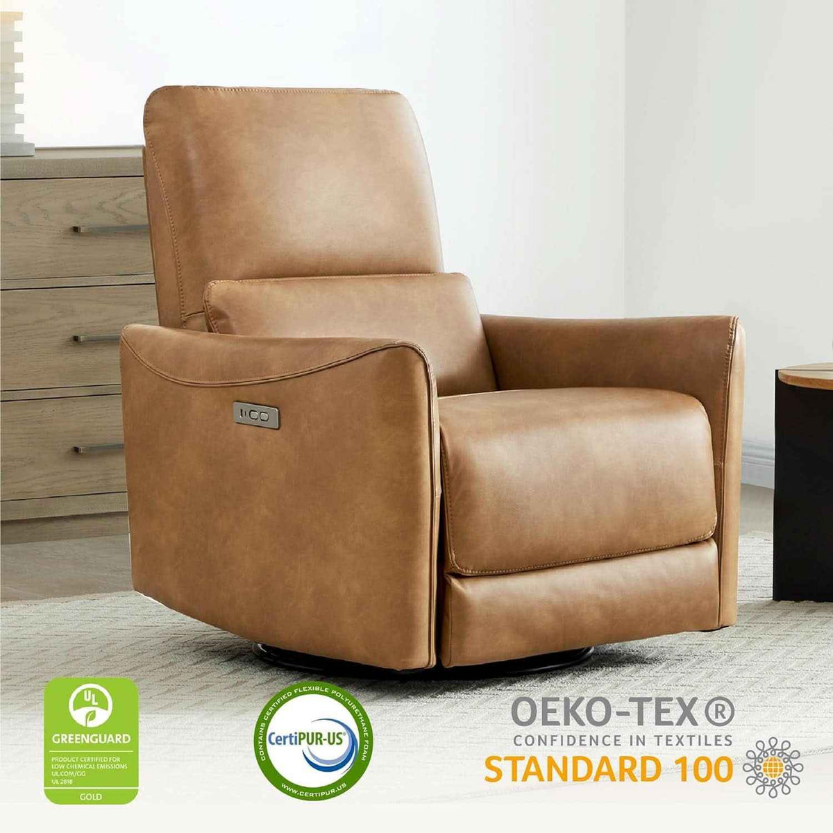 Power Recline Swivel Recliner With Lumbar Support For Living Room by ShipItFurniture