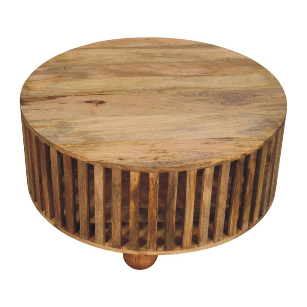 Slatted Round Coffee Table - Beige by Unique Piece Furniture