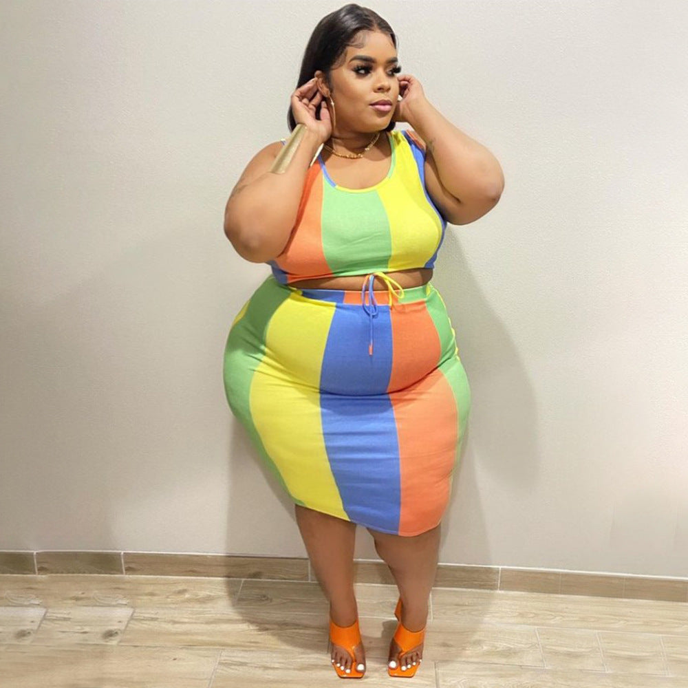 Sleeveless Color-Printed Pencil Skirt Trendy Elegant Plus-Size See size chart under “more details” by The Fashion Celestial
