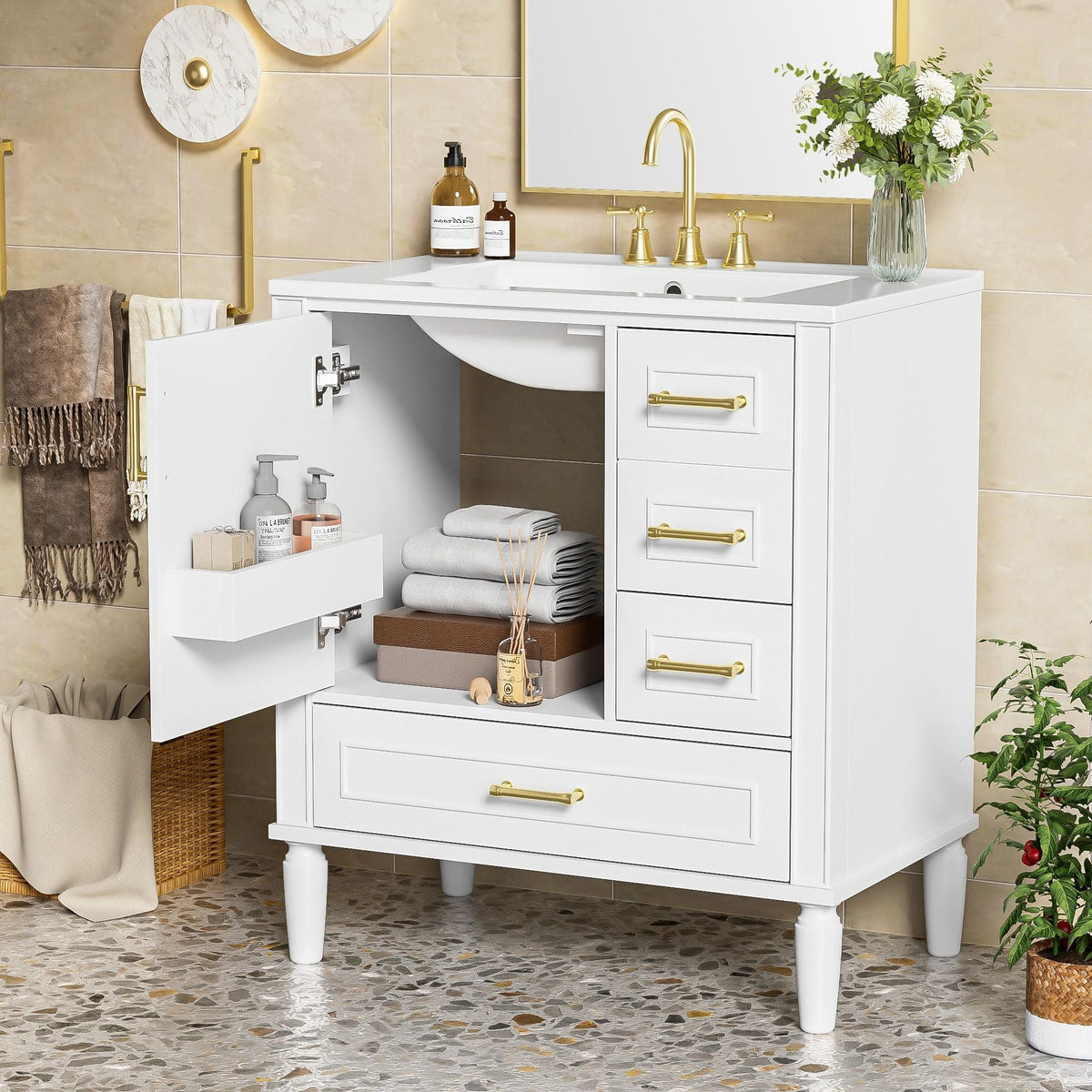 Traditional Bathroom Vanity Set With Soft Close Doors by Unique Piece Furniture