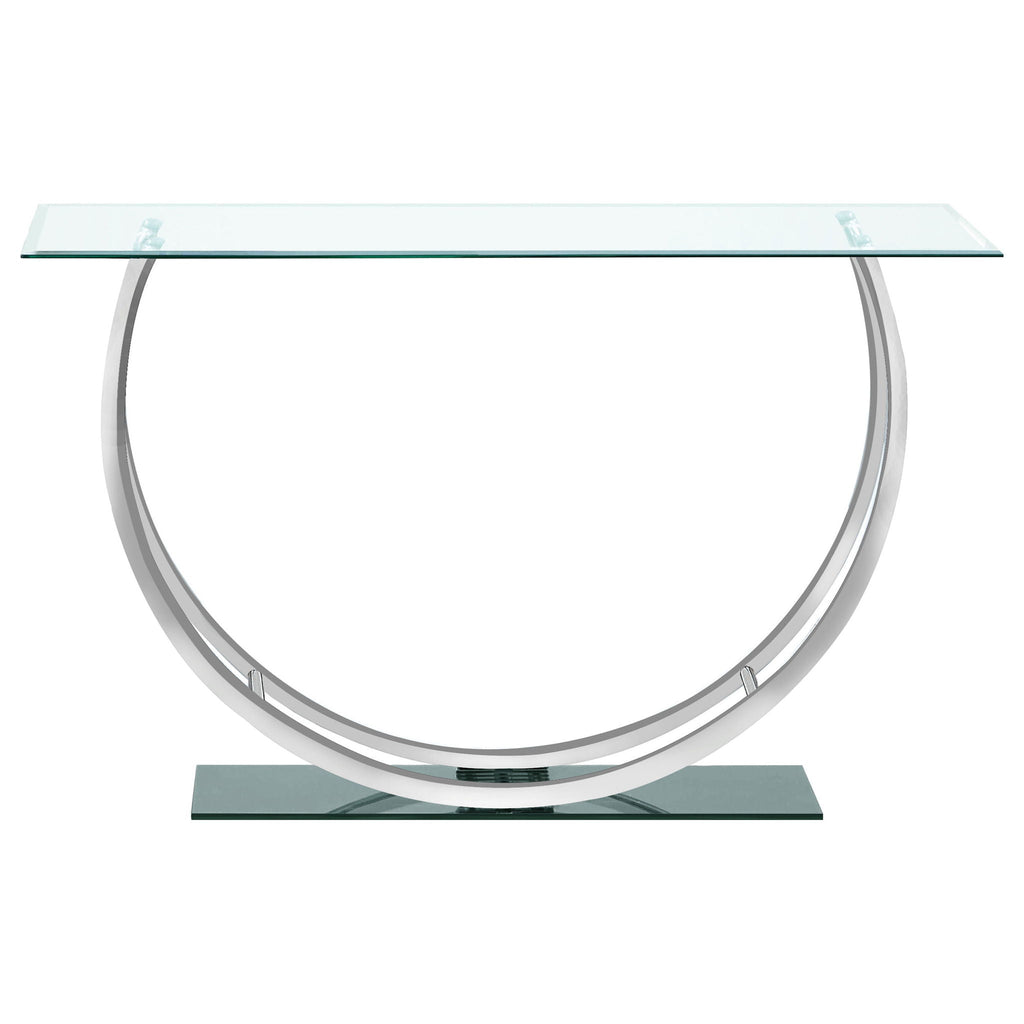 Danville U-shaped Glass Top Entryway Console Table Chrome by Unique Piece Furniture