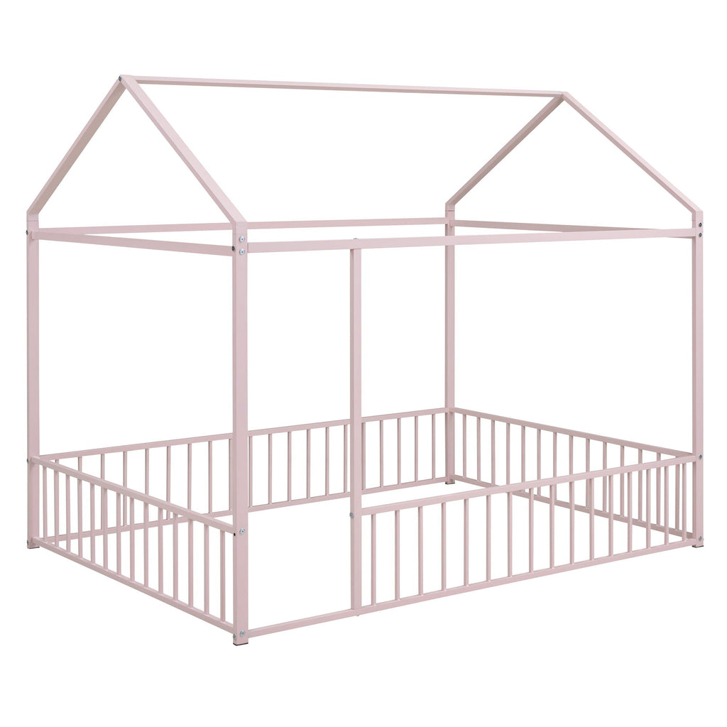 Metal Bed House Bed Frame With Fence by Unique Piece Furniture