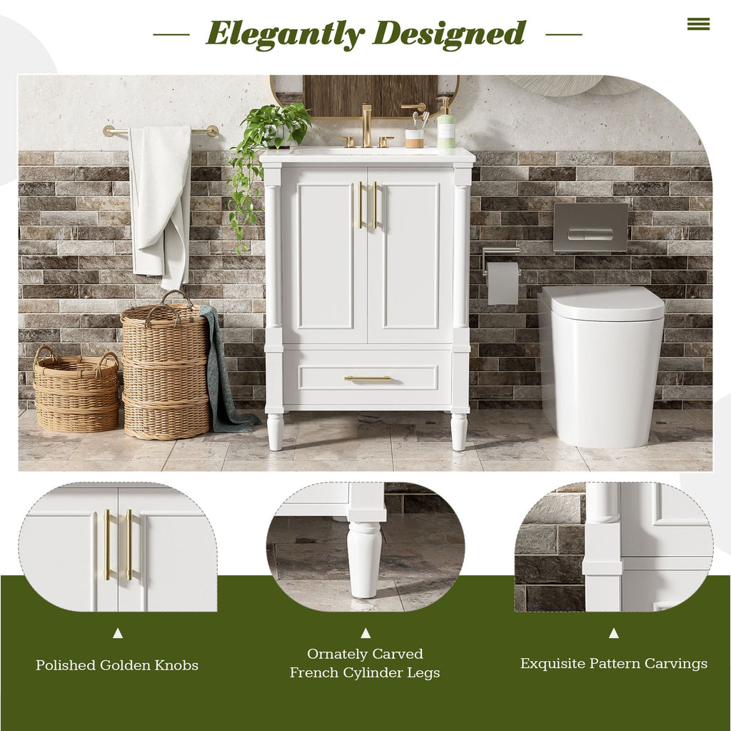 Bathroom Vanity With Ornate French Cylinder Legs, Soft Close Drawer by Unique Piece Furniture