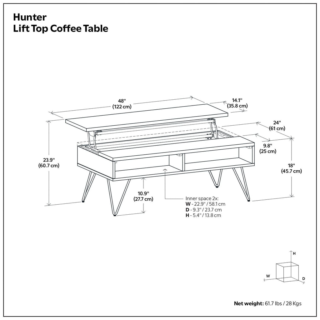 Hunter - Handcrafted Lift Top Coffee Table by Unique Piece Furniture
