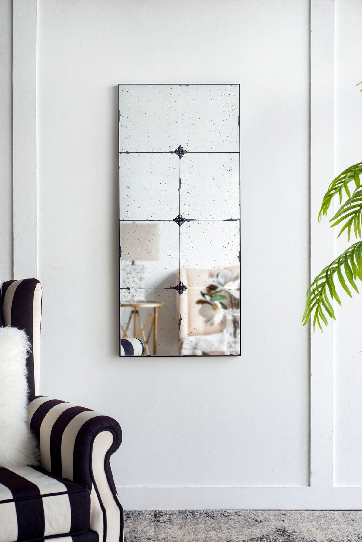 Traditional Decor Style Antique Glass Panel Mirror, Wall Mirror For Bathroom Entryway Console Lean Against Wall by Unique Piece Furniture