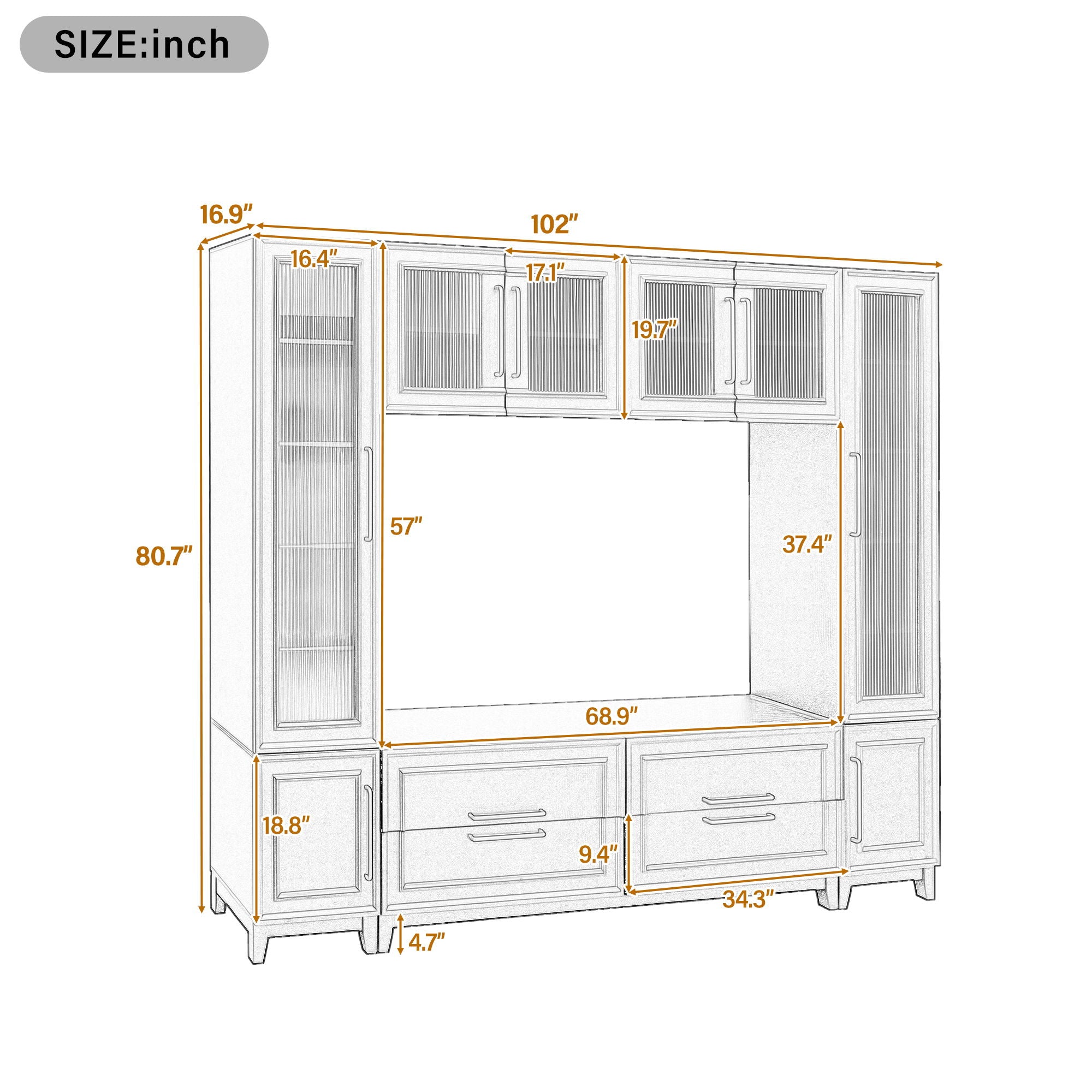 Wall Unit Modern Entertainment Center With Glass Doors by Unique Piece Furniture