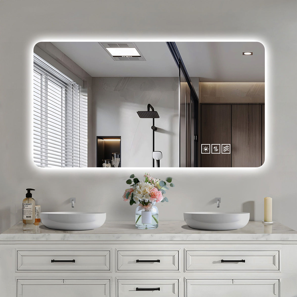 Wall Mounted Bathroom Full Length Makeup Mirror With 3 Color Lighting - Clear by Unique Piece Furniture