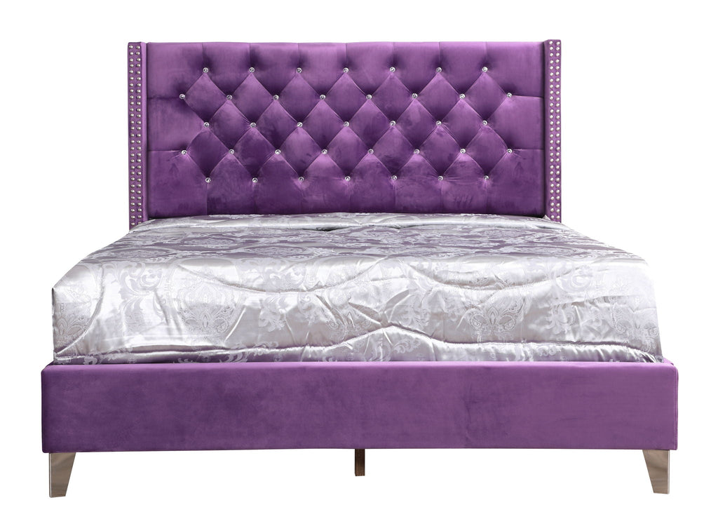 Upholstered Nailhead Trim Chic Bed by Unique Piece Furniture